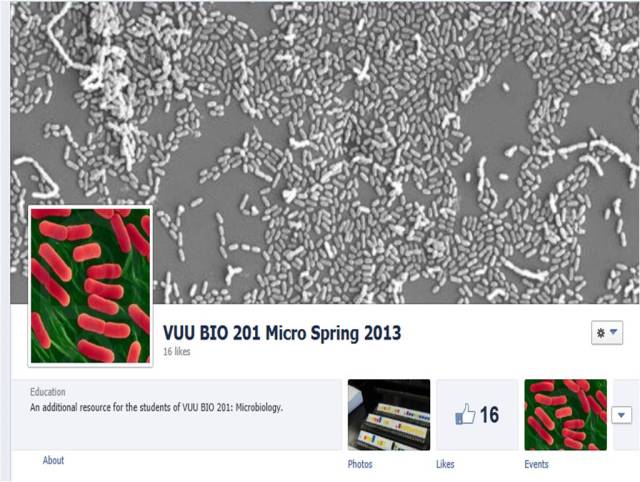 VUU Spring BIO 201 Facebook page
